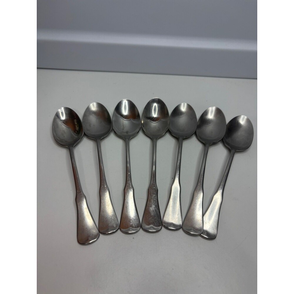 7 Oneida Community Stainless Patrick Henry Oval Soup Spoons Satin Colonial 6"